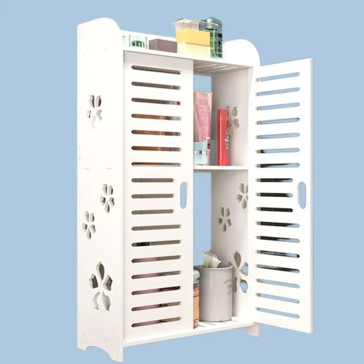 GENERICO - Organizador Estante Repisa Baño Mueble Con Puerta Colgante Blanco