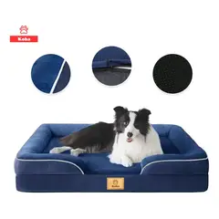 KOBA - Cama Antiestrés Perro Colchón Ortopédica 90x63cm Azul