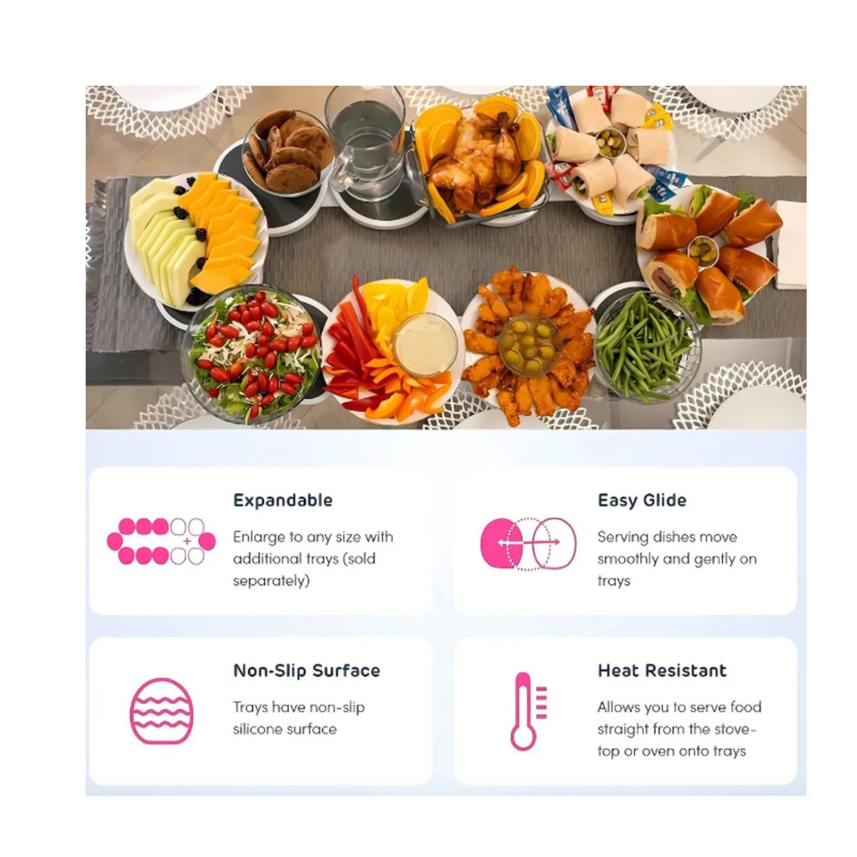 GENERICO - Bandeja Giratoria Organizadora Multiuso Lazy Susan - Set Modular para Mesa