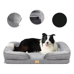KOBA - Cama Antiestrés Perro Colchón Ortopédica 90x63cm Gris