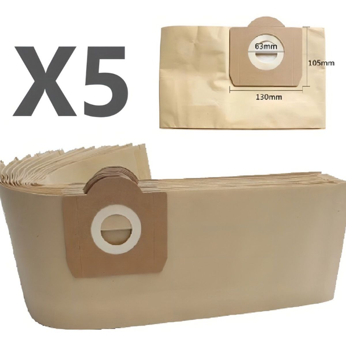 GENERICO - Set 5 Bolsas De Papel Aspiradora Karcher Wd3-se4001-nt 20