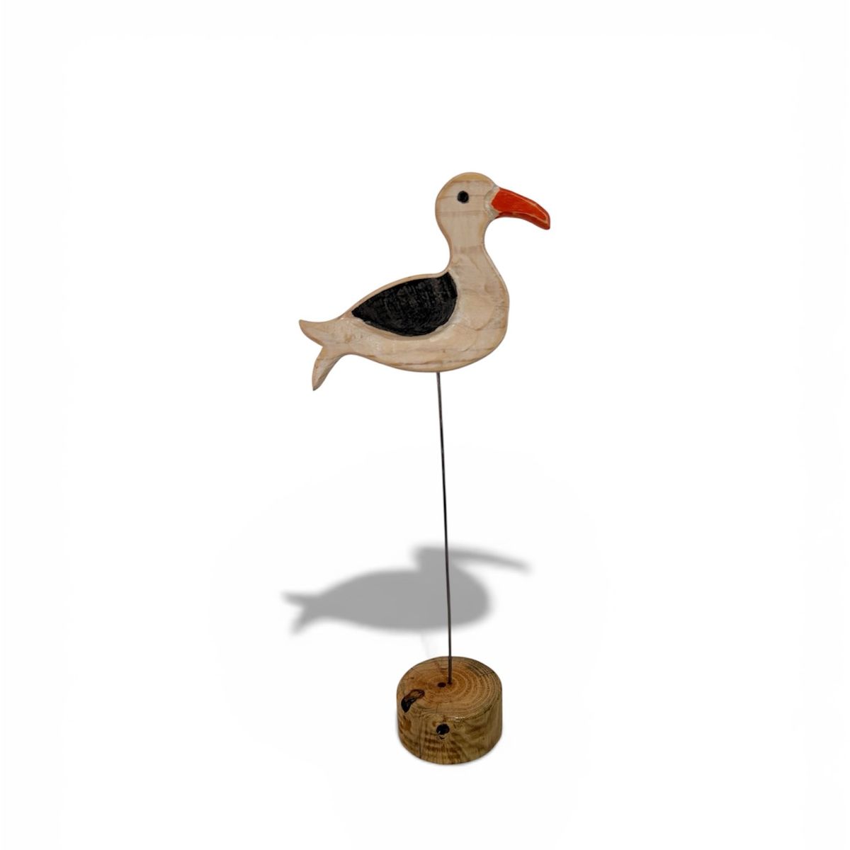 TAIKKEE - GAVIOTA DECORATIVA ARTESANAL EN MADERA TALLADA A MANO ACABADO NATURAL