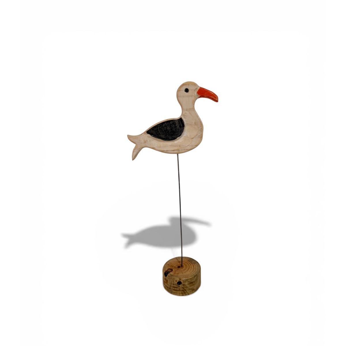 TAIKKEE - GAVIOTA DECORATIVA ARTESANAL EN MADERA TALLADA A MANO ACABADO NATURAL