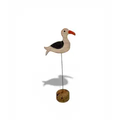 TAIKKEE - GAVIOTA DECORATIVA ARTESANAL EN MADERA TALLADA A MANO ACABADO NATURAL
