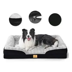 KOBA - Cama Antiestrés Perro Colchón Ortopédica 90x63cm NEGRO