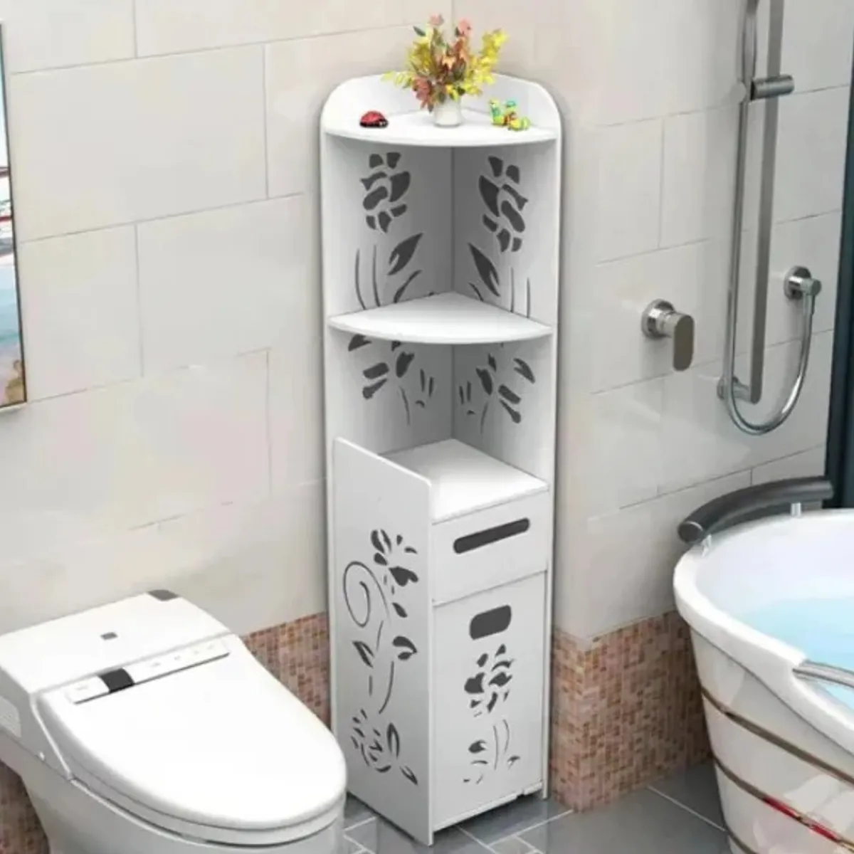 GENERICO - Estante Organizador Esquinero De Baño Multifuncional Blanco