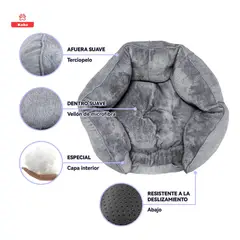 KOBA - Cama Antiestres Para Perro Gato Con Cojin Reversible 60x53cm