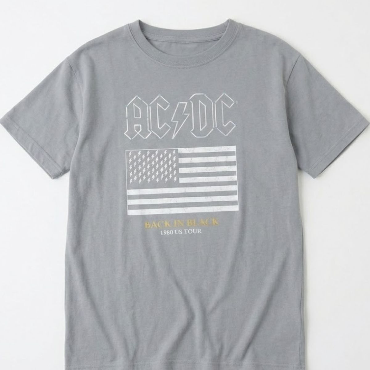 AC DC - Polera Manga Corta Mujer Bandera Gris ACDC