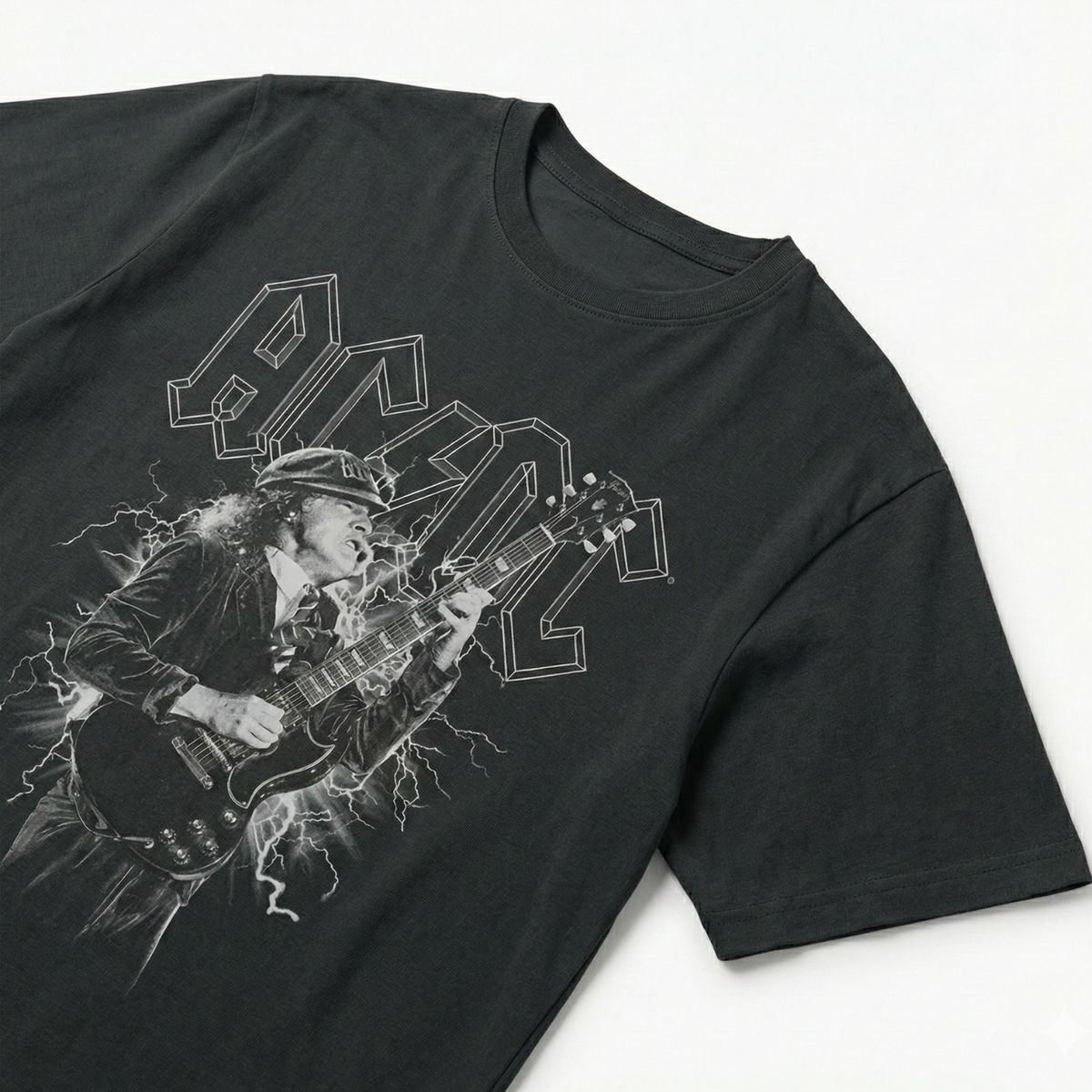 AC DC - Polera Manga Corta Hombre Guitarra Gris ACDC