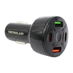 TECNOLAB - Cargador Vehicular 2 Puertos USB-A + Tipo C PD QC - SC