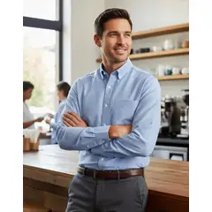 BLUE MOUNTAIN - Camisa Oxford Hombre Premium Corporativa