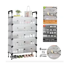 GENERICO - Zapatero Organizador de 6 Niveles Multifuncional - Estante Moderno para Calzado, Con tapa polvo