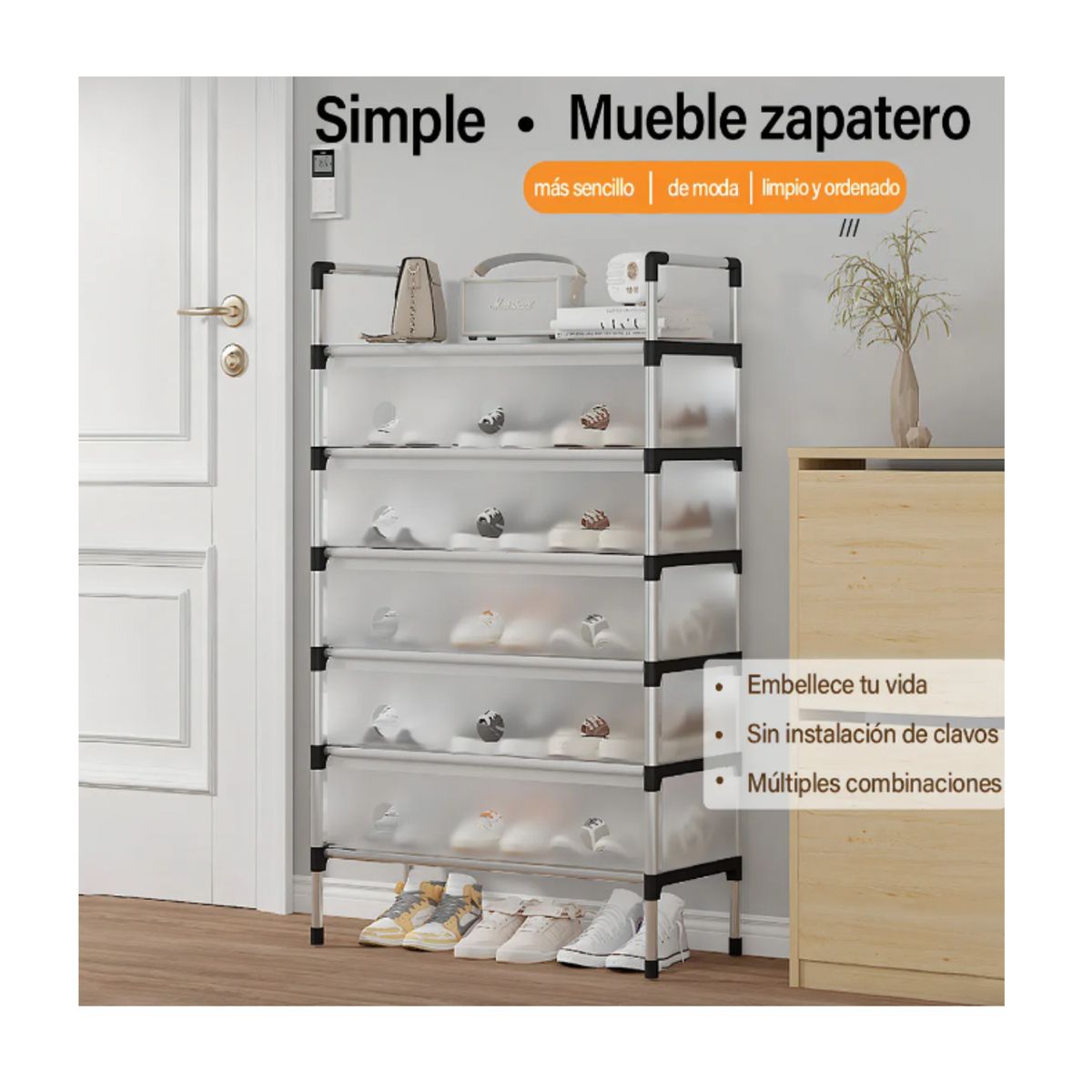GENERICO - Zapatero Organizador de 6 Niveles Multifuncional - Estante Moderno para Calzado, Con tapa polvo