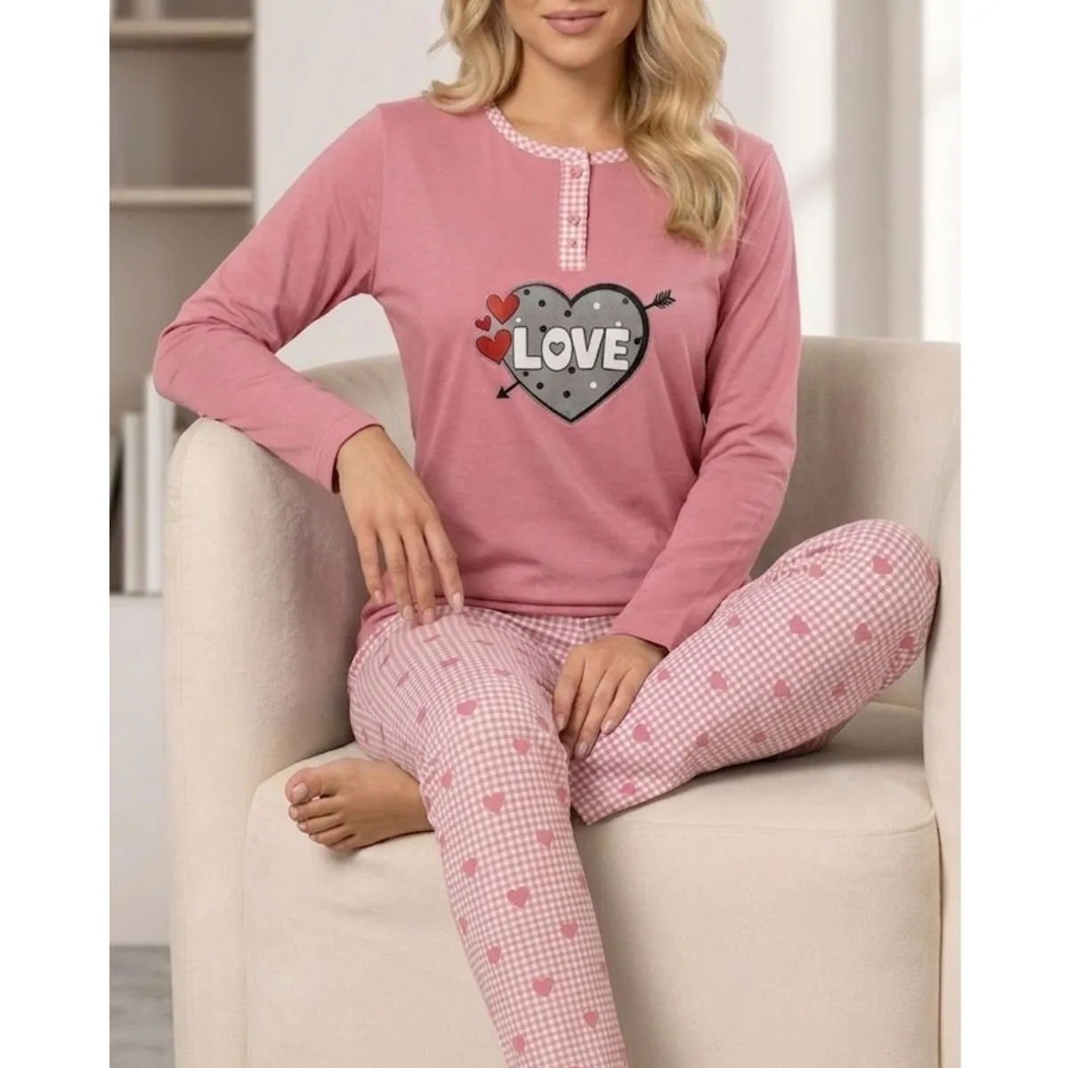 LOOK SHOP - Pijama Mujer Manga Larga. Pantalón Y Polera. Diseños 420