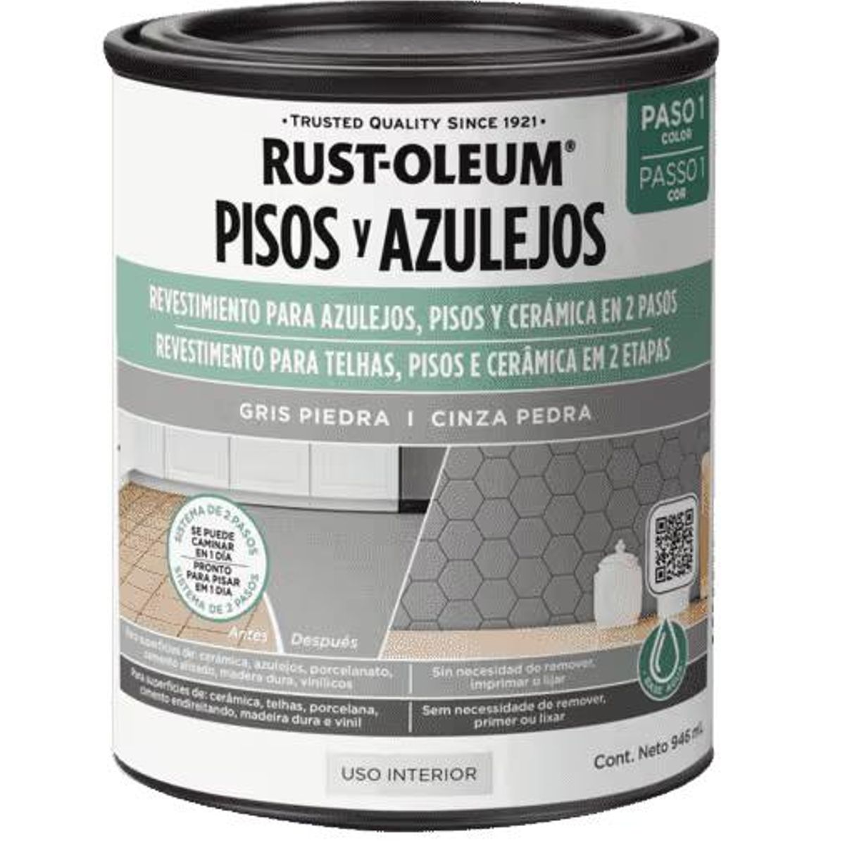 RUST OLEUM - PINT RUST-OL PISO BASE GRIS PIEDRA 0946LT P1