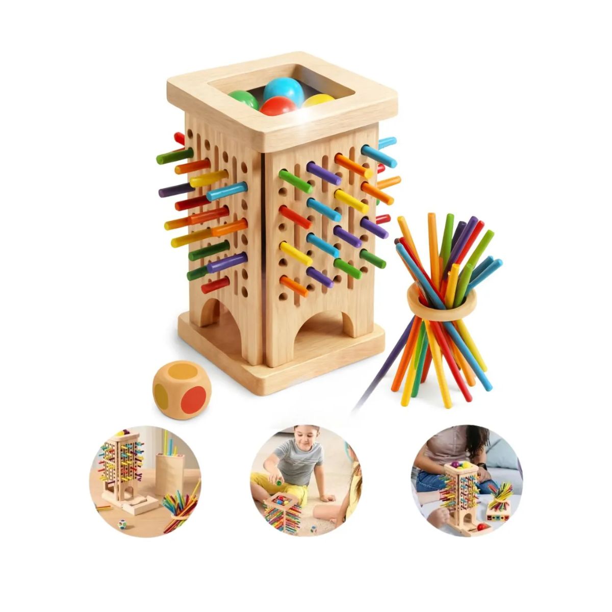 COMPUTECH - Juego De Equilibrio Madera Montessori Palitos Y Pelotas