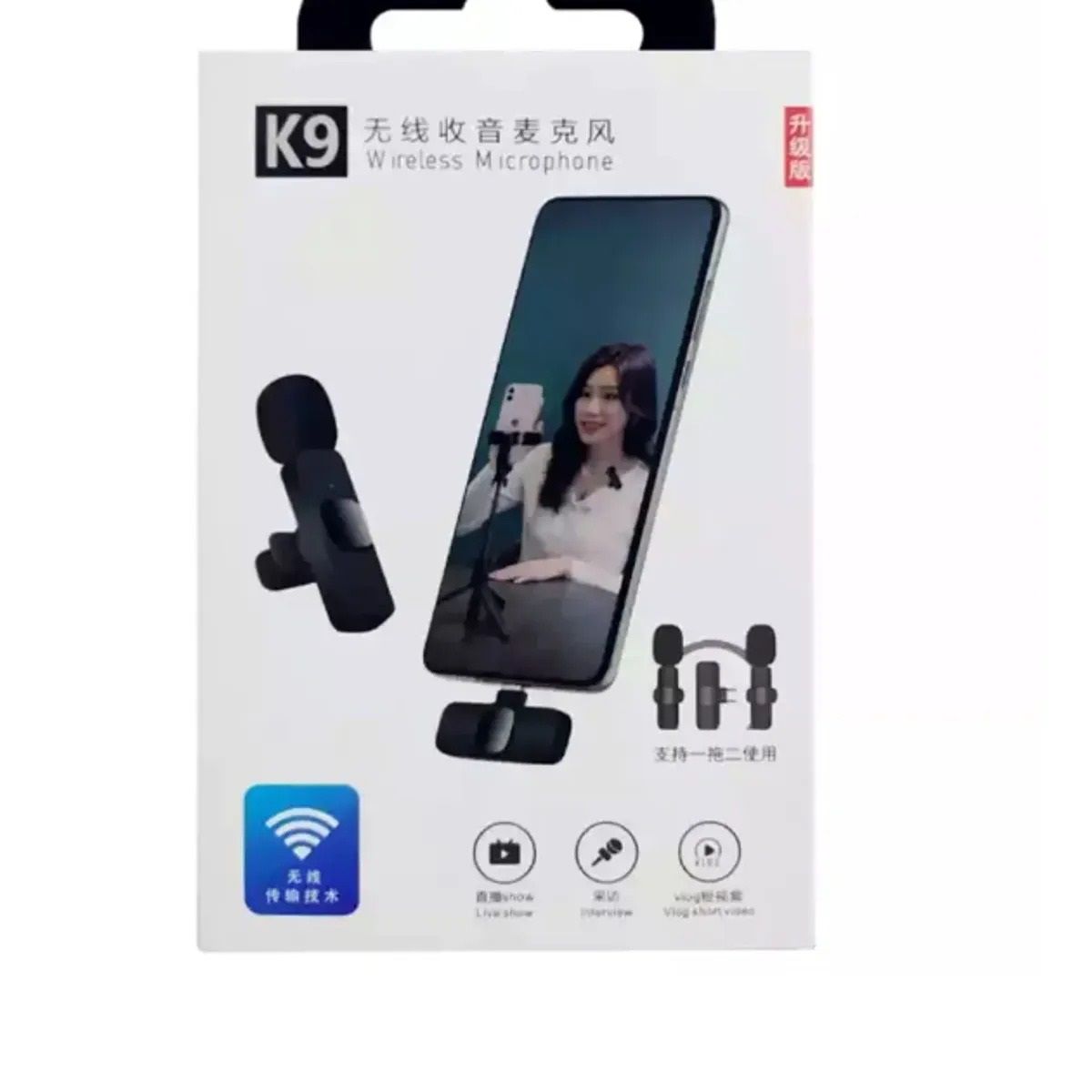 GENERICO - Micrófono Lavalier Inalámbrico K9 Doble Recargable Tipo C  Plug & Play Alta Calidad