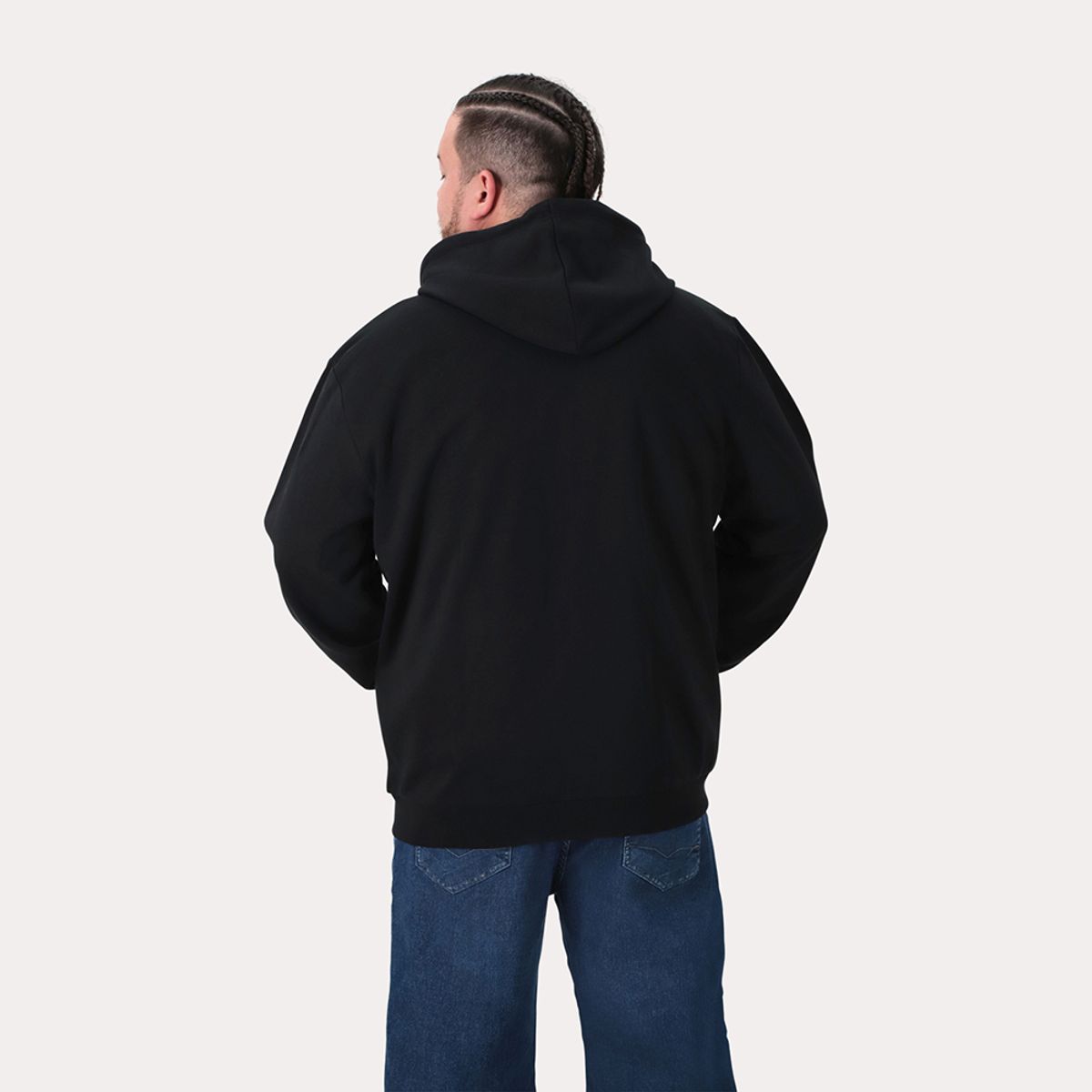 GANGSTER - Plus Poleron Fullziper Fleece Logan Negro Gangster