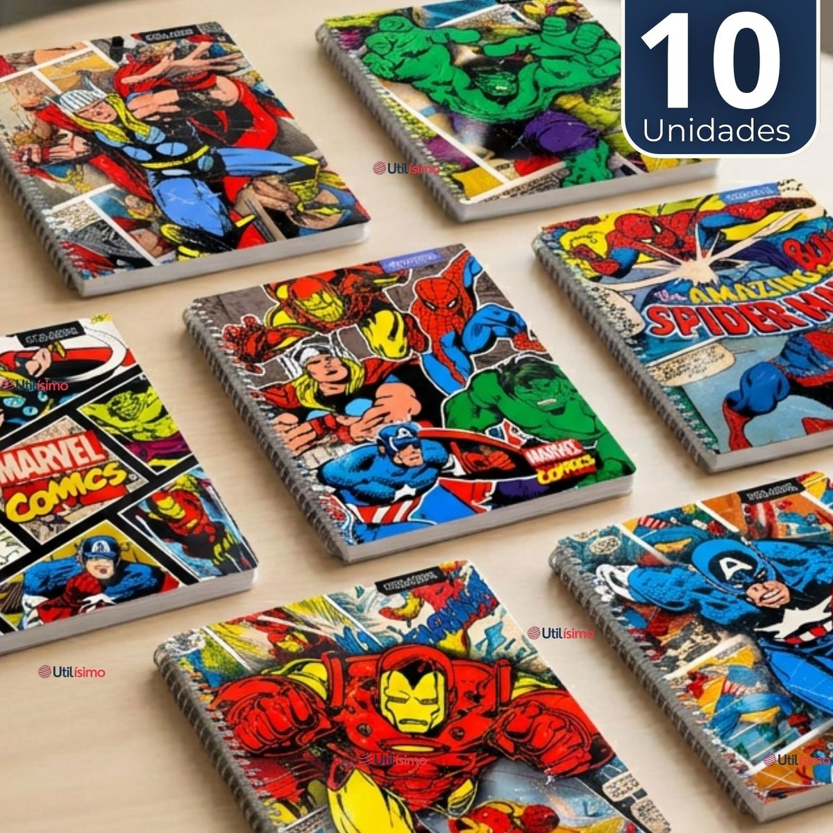 PROARTE - Pack 10 Cuadernos Universitarios Marvel Comics 100 Hojas Proarte Diseños Surtidos