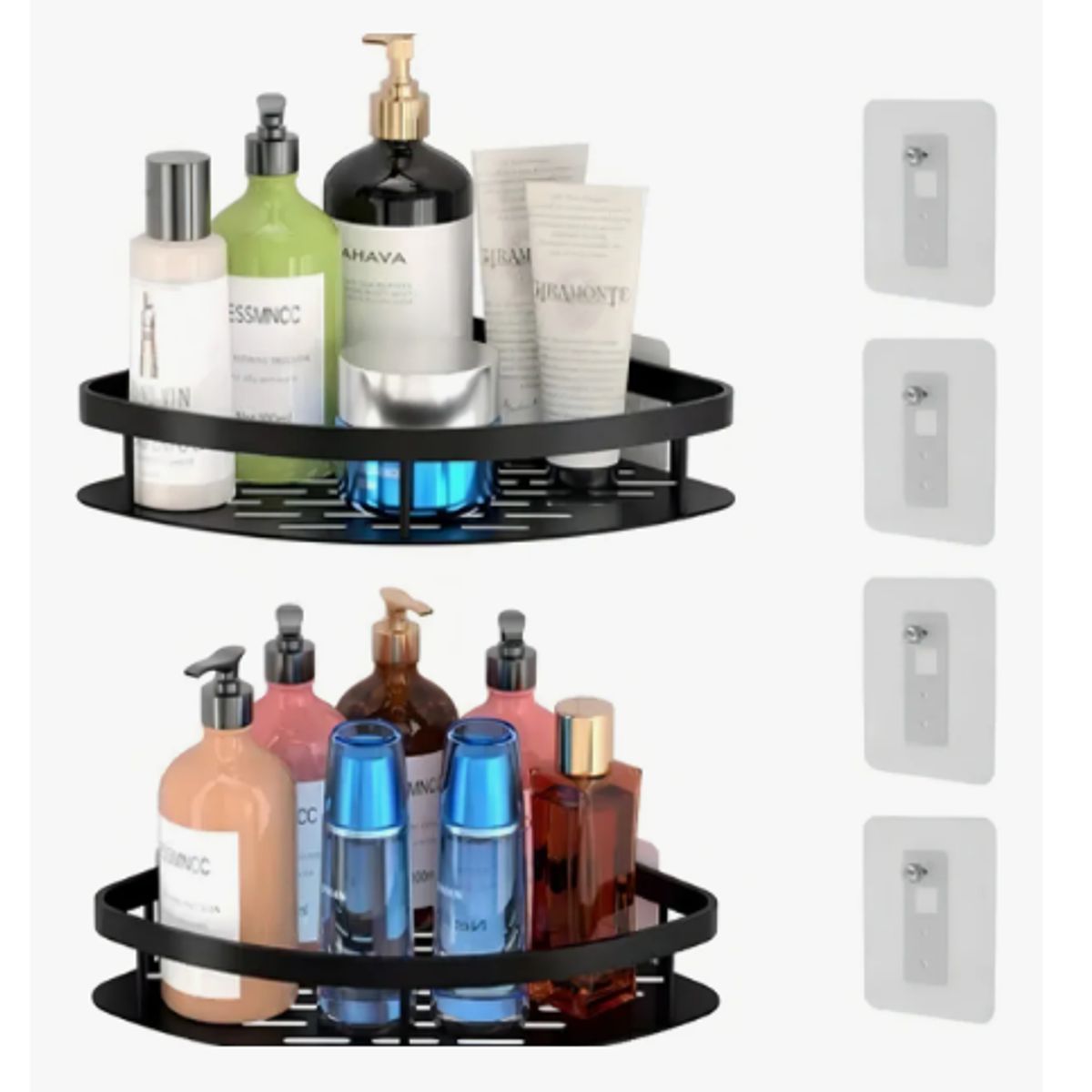 GENERICO - Organizador Esquinero  Negro Aluminio 2 Estantes Ducha Baño