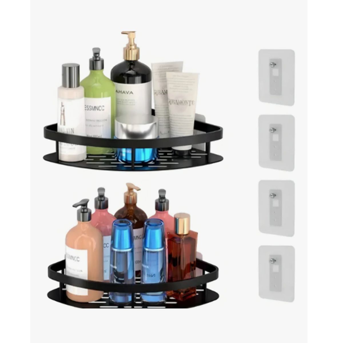 GENERICO - Organizador Esquinero  Negro Aluminio 2 Estantes Ducha Baño