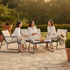 AUCKLAND OUTDOOR - Juego De Terraza Living Malla Saint Andrew 4 Piezas Exterior