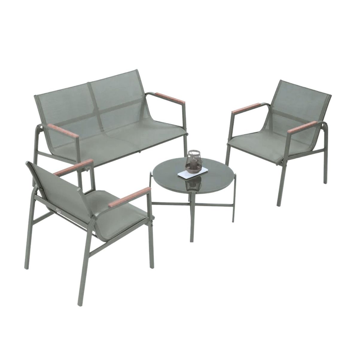 AUCKLAND OUTDOOR - Juego De Terraza Living Malla Saint Thomas 4 Piezas Exterior