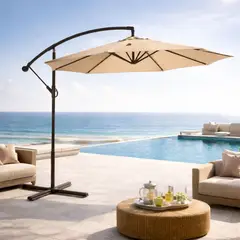 GENERICO - Quitasol Lateral Con Base Sombrilla Manivela 300 Cm BEIGE