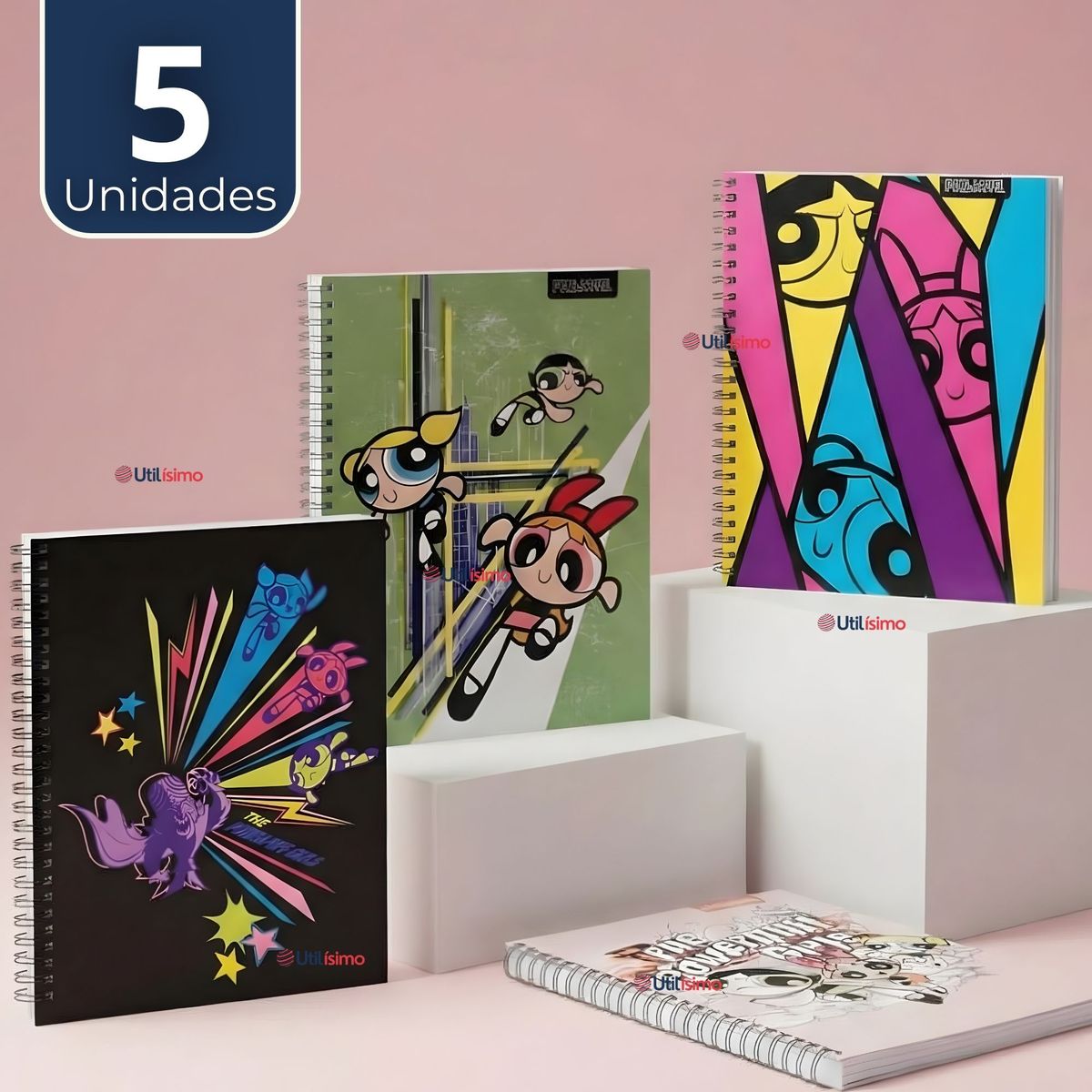 PROARTE - Pack 5 Cuadernos Universitarios Chicas Superpoderosas 100 Hojas Proarte Powerpuff Girls