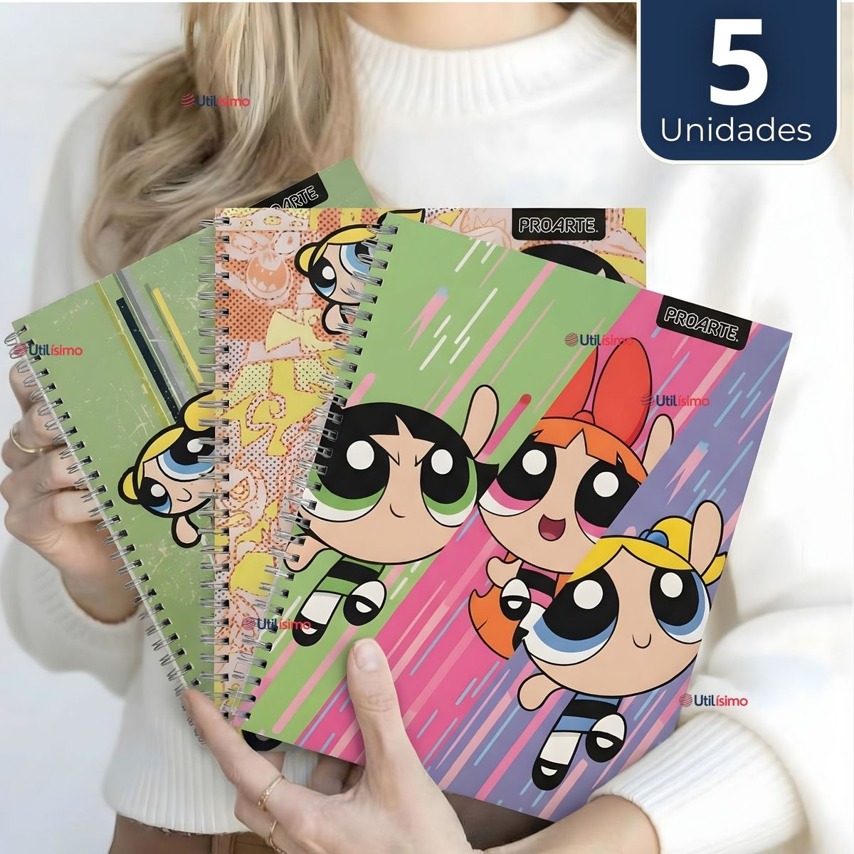 PROARTE - Pack 5 Cuadernos Universitarios Chicas Superpoderosas 100 Hojas Proarte Powerpuff Girls