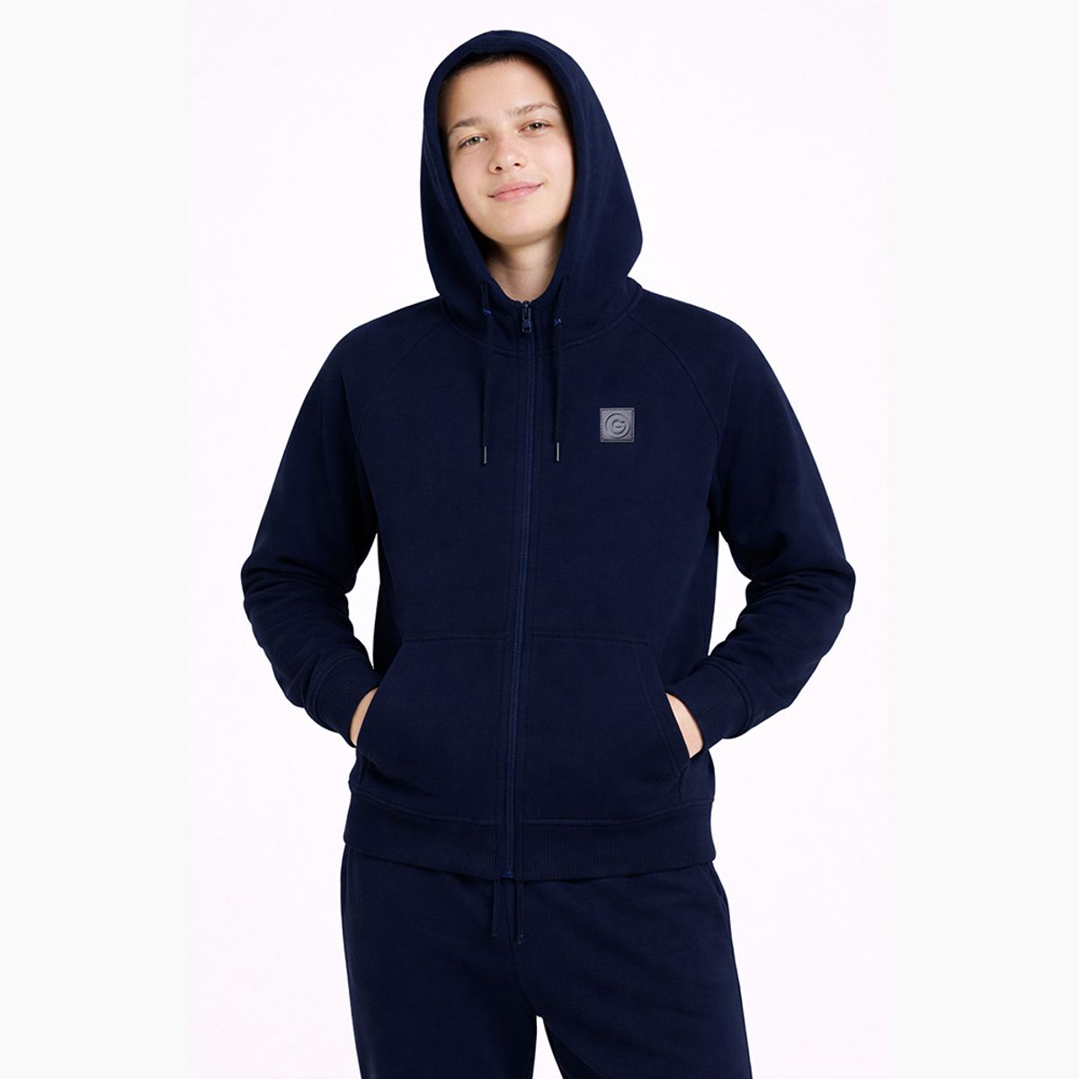 GANGSTER - Polerón Full Zipper Fleece Warm Azul Marino