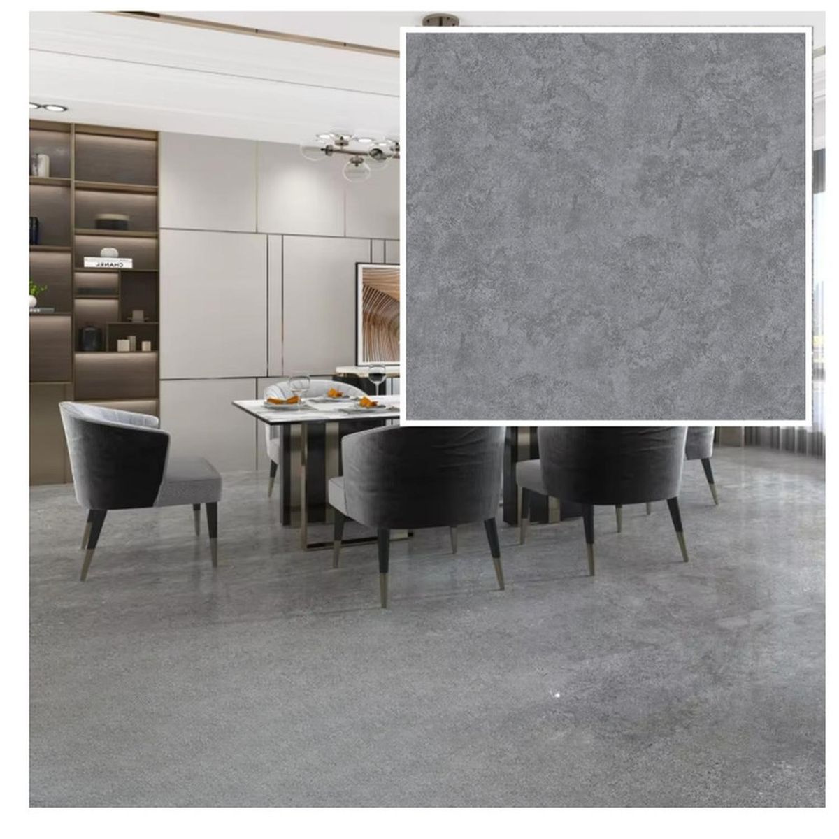 MOBII - Piso Vinílico Símil Porcelanato 45,7x45,7 Gris Claro