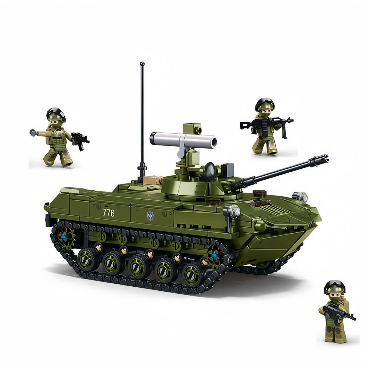 AZULAMAR - Bloques De Tanque Exploración Campo Militar Juguete Bmd-2s Battlefield Recon Atv Tank Agregar