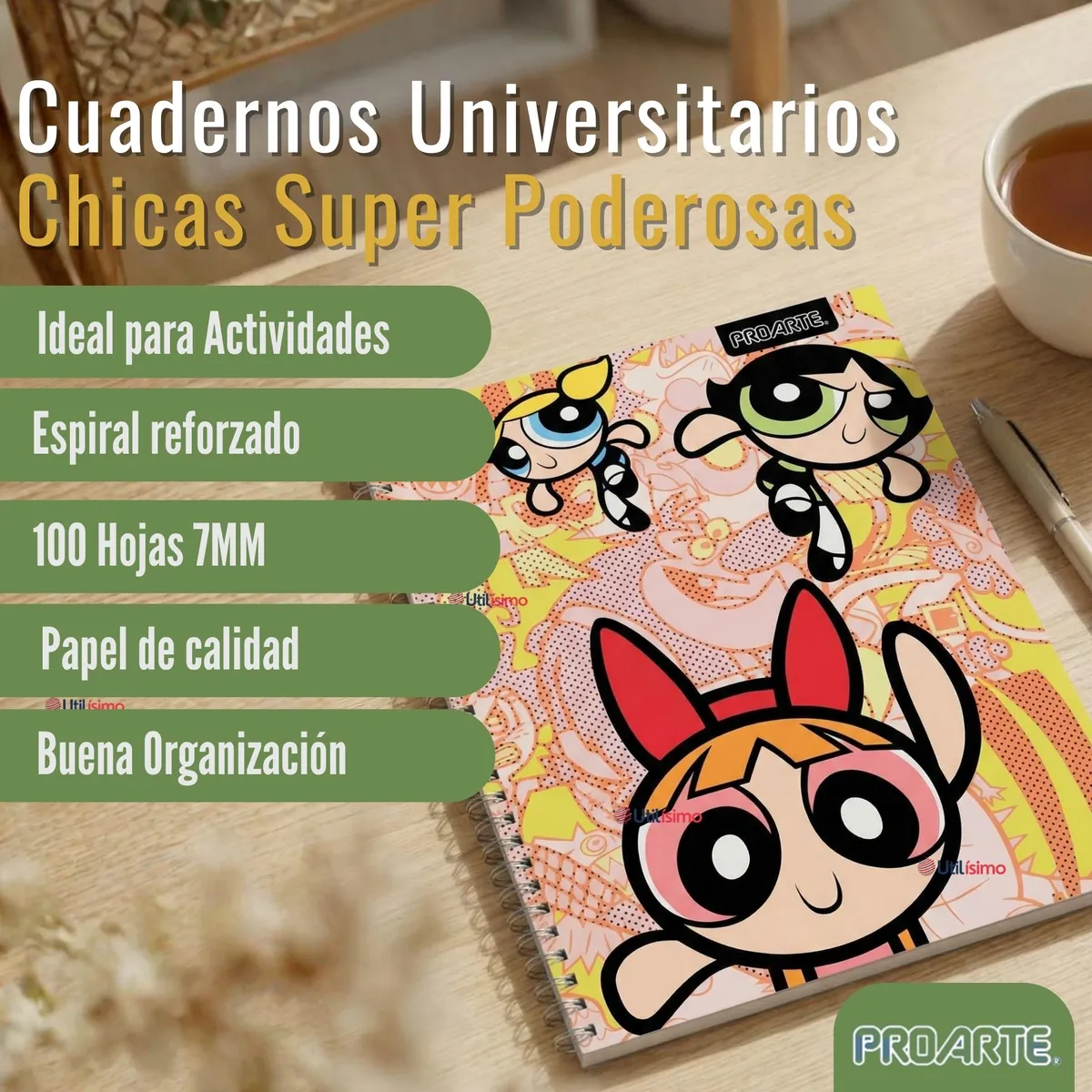 PROARTE - Pack 10 Cuadernos Universitarios Chicas Superpoderosas 100 Hojas Proarte Powerpuff Girls