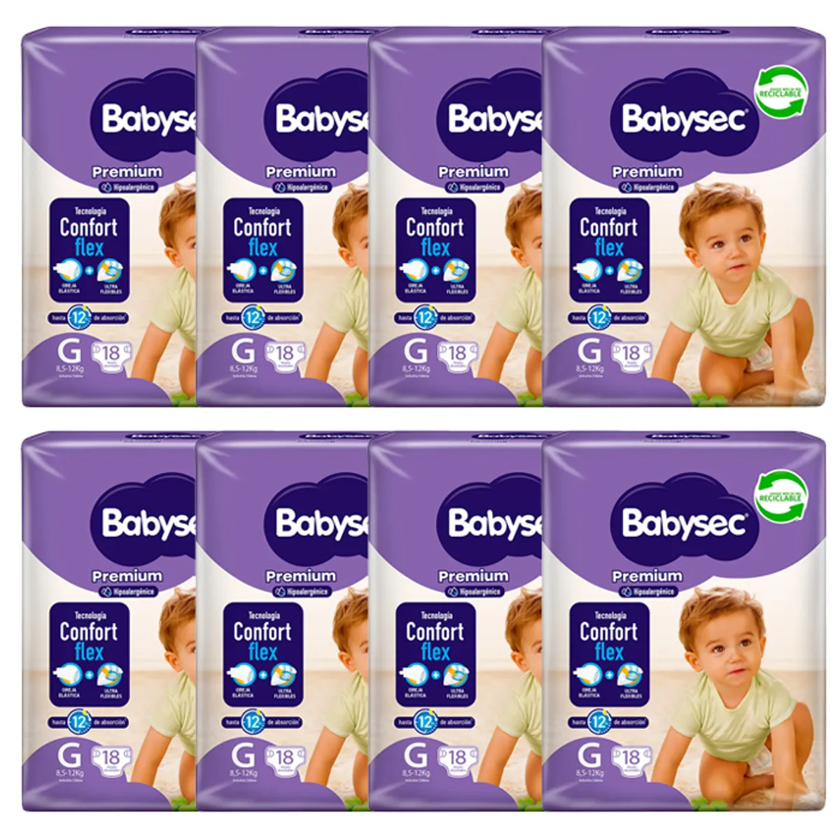 BABYSEC - Pañal Babysec Premium X8 G 18 (144 Pañales)