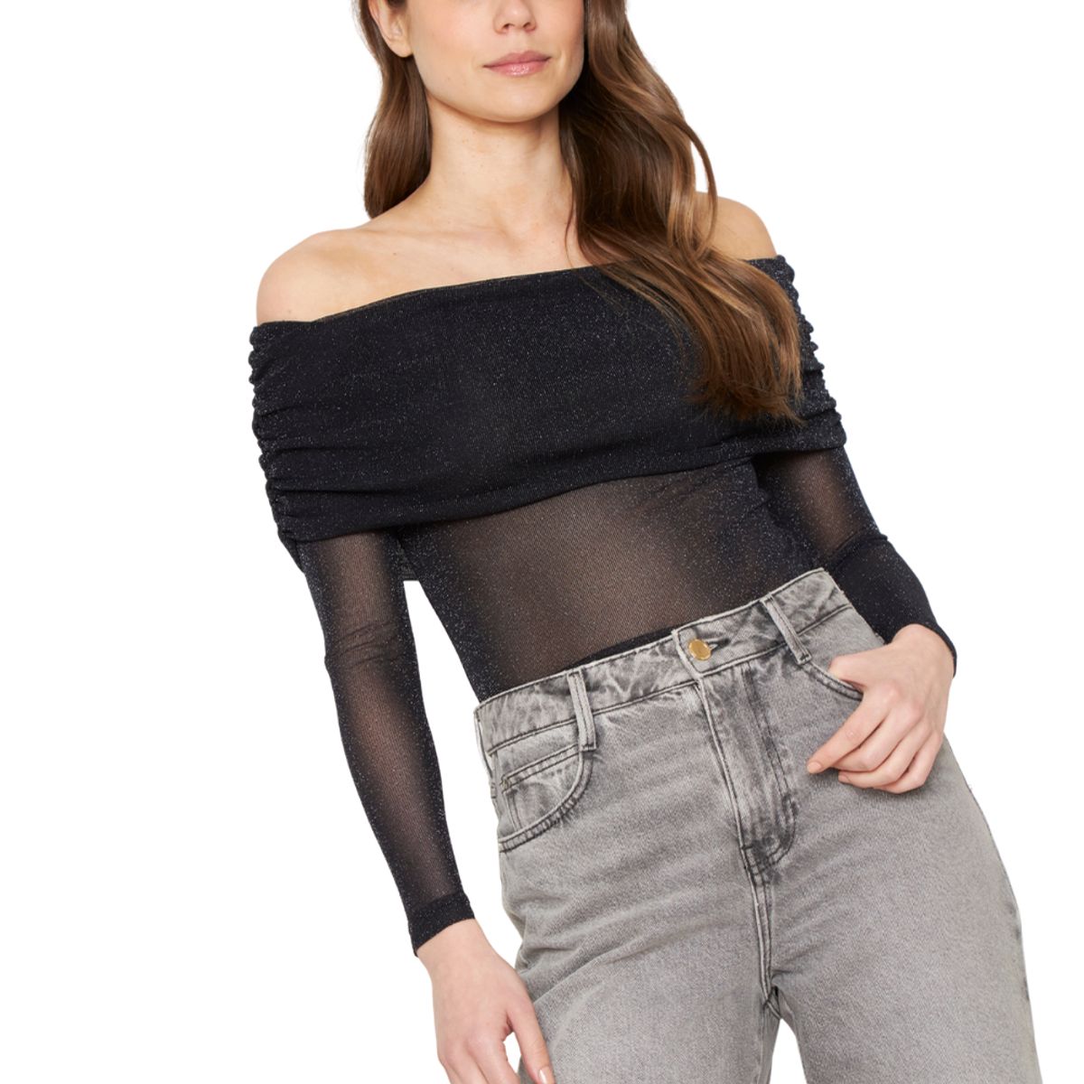 JACINTA TIENDA - Polera Hombros Brillos negra