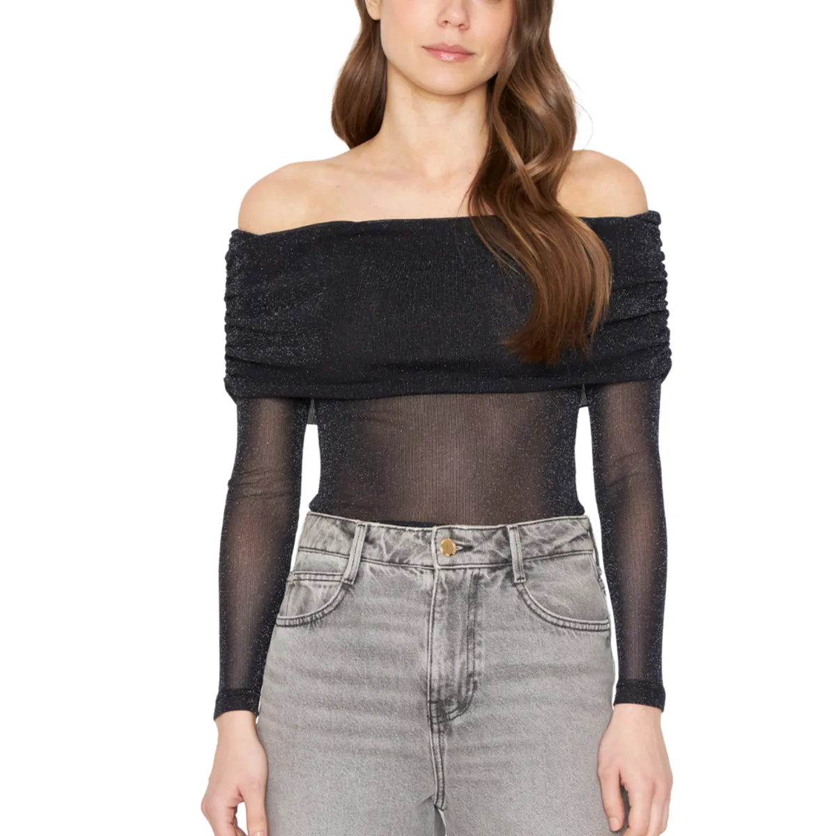 JACINTA TIENDA - Polera Hombros Brillos negra