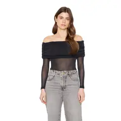 JACINTA TIENDA - Polera Hombros Brillos negra