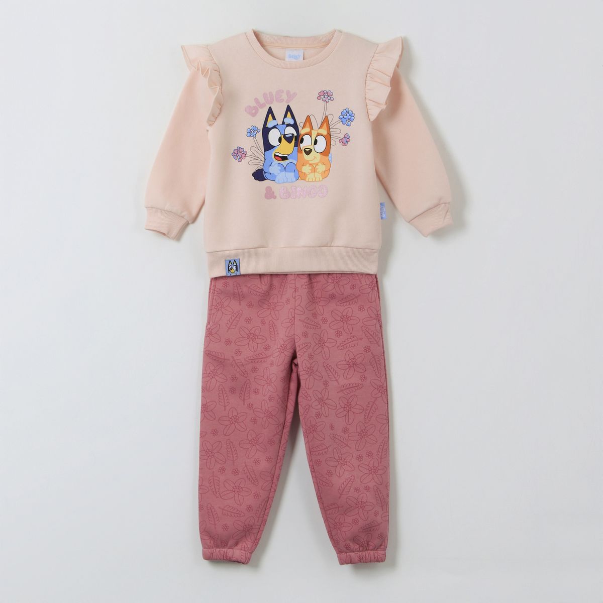 BLUEY - Conjunto Buzo Niña Vuelos Flores Rosado Bingo & Bluey