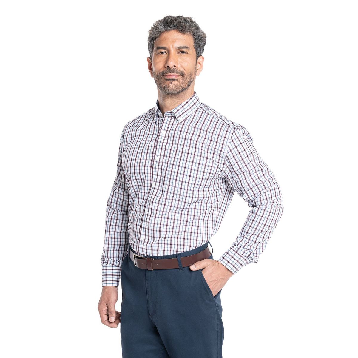 KOTTING - Camisa Manga Larga Cuadros Grandes Hombre