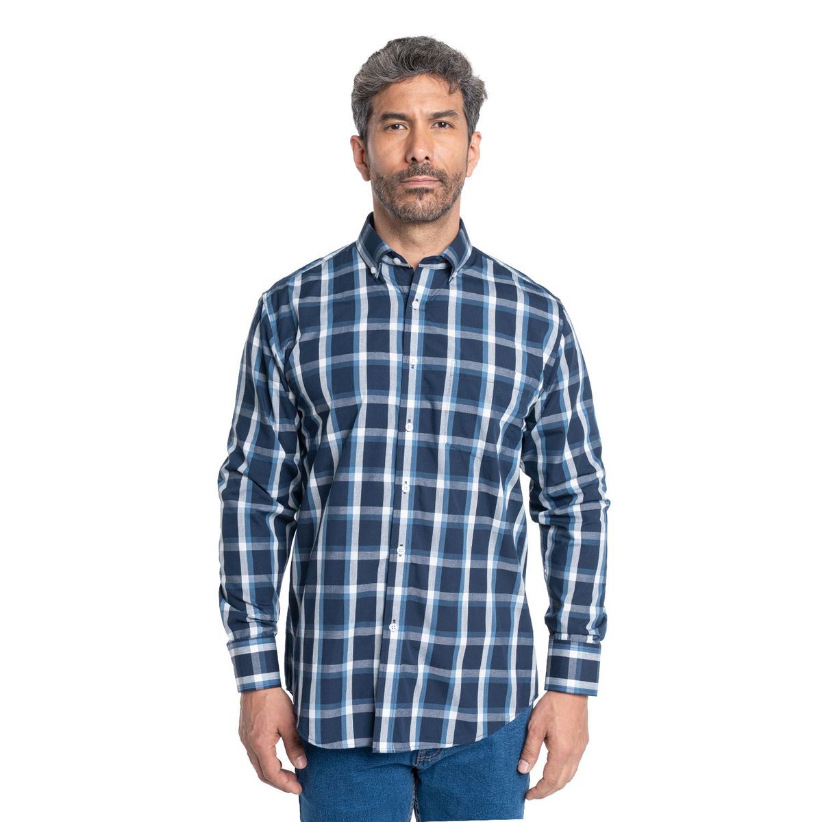KOTTING - Camisa Manga Larga Cuadros Grandes Hombre