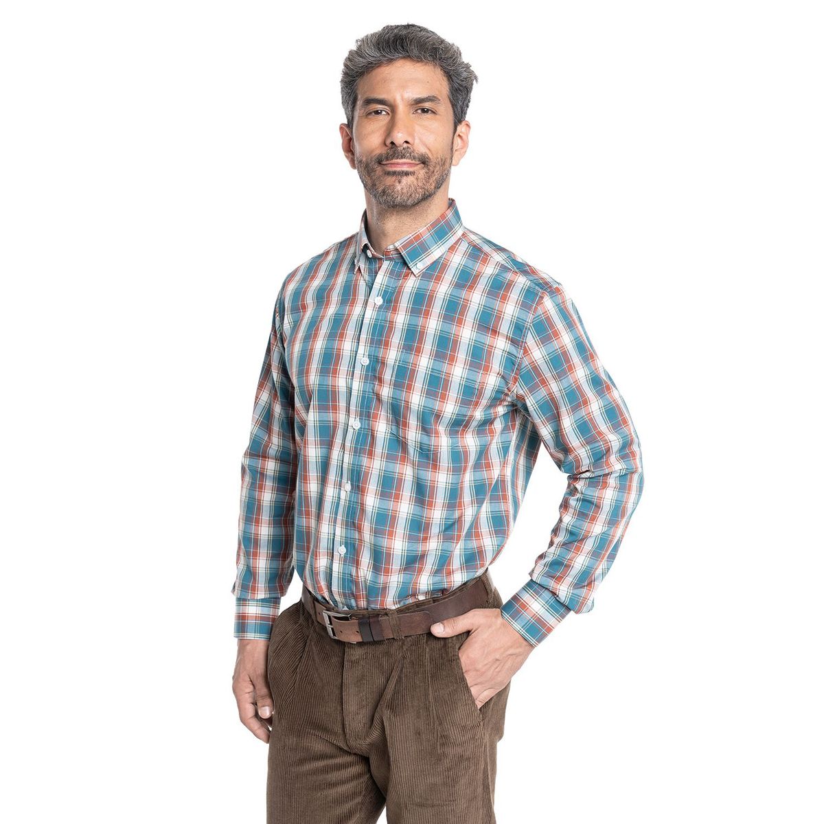 KOTTING - Camisa Manga Larga Cuadros Grandes Hombre