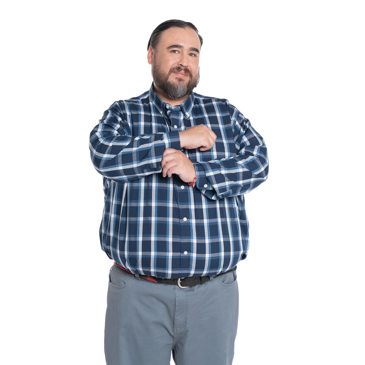 KOTTING - Camisa Manga Larga Cuadros Grandes Hombre
