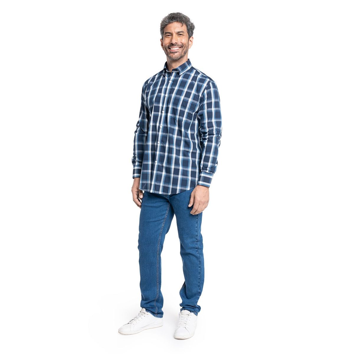 KOTTING - Camisa Manga Larga Cuadros Grandes Hombre