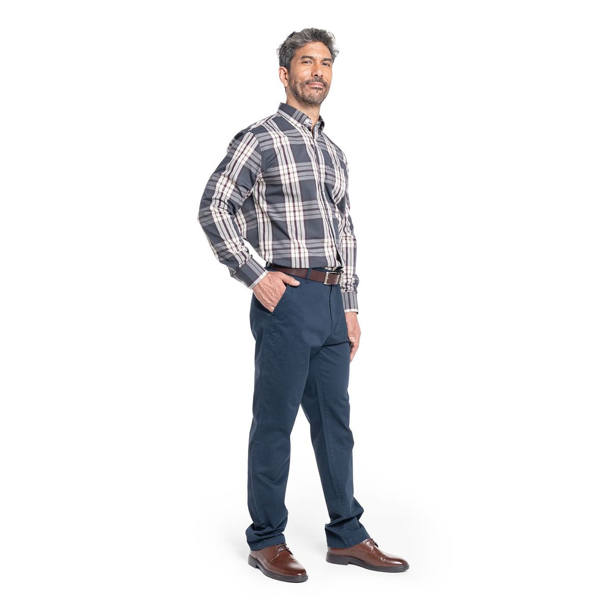 KOTTING - Camisa Manga Larga Cuadros Grandes Hombre