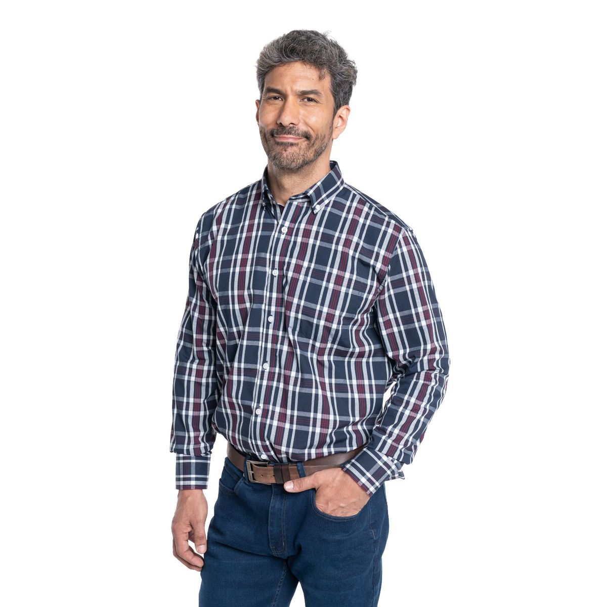 KOTTING - Camisa Manga Larga Cuadros Grandes Hombre