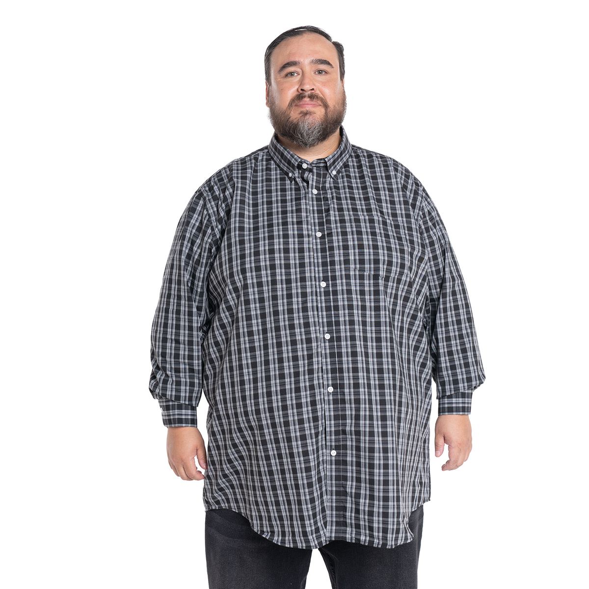 KOTTING - Camisa Manga Larga Cuadros Grandes Hombre