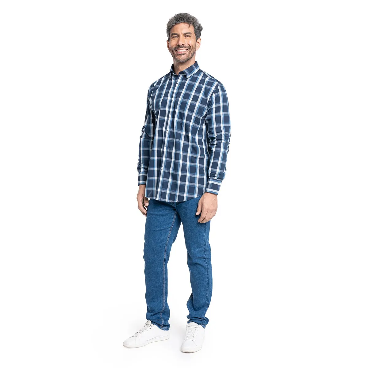 KOTTING - Camisa Manga Larga Cuadros Grandes Hombre