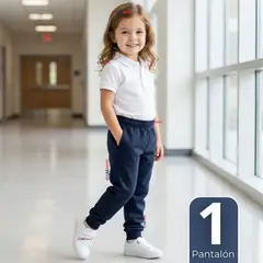UTILISIMO - Buzo Pantalón Escolar Niña Unisex 100% Algodón Azul Bota Acanalada 3 a 16 años
