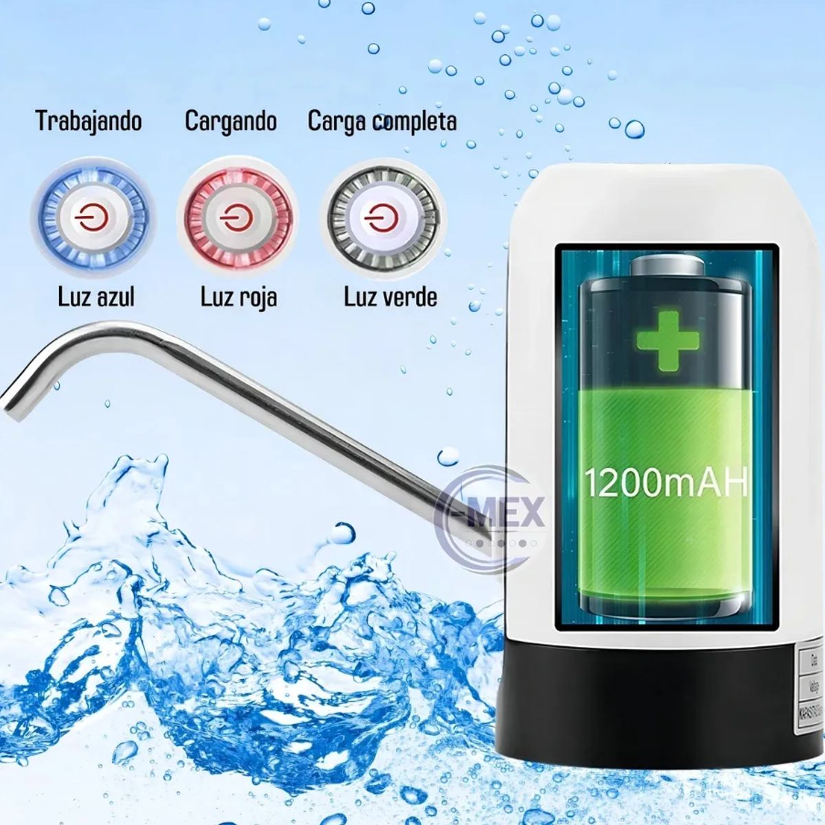 TASBEL - Bomba Dispensadora de Agua Recargable USB Compatible con Botellones y Garrafones